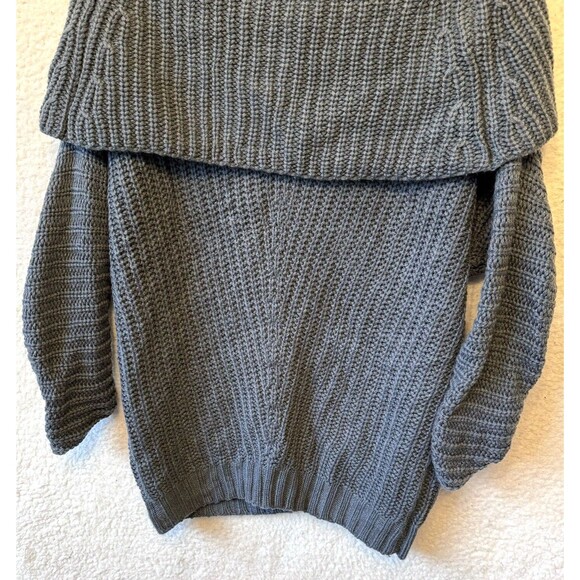 Umgee Pullover Gray Cowl Neck Sweater Sz M Chunky Tunic Ribbed - Picture 3 of 8